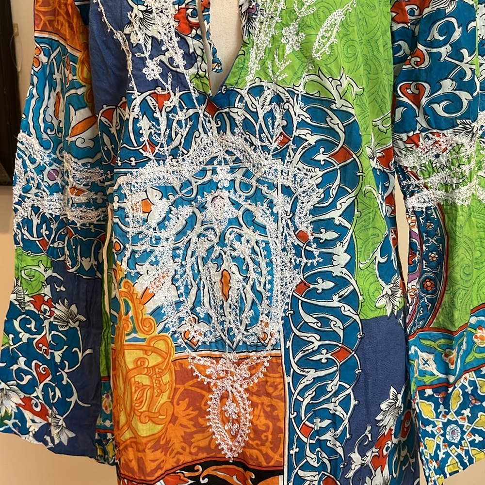 Debbie Katz South Beach Cover Up Embroidered Tunic Small / Medium - Picture 5 of 12